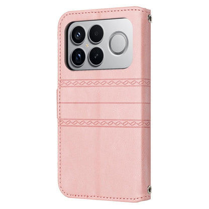 For Redmi K90 Pro Max / Poco F8 Ultra Embossed Stripes Skin Feel Leather Phone Case(Pink)
