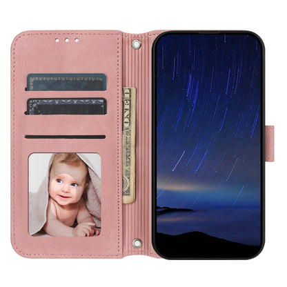 For Redmi K90 Pro Max / Poco F8 Ultra Embossed Stripes Skin Feel Leather Phone Case(Pink)