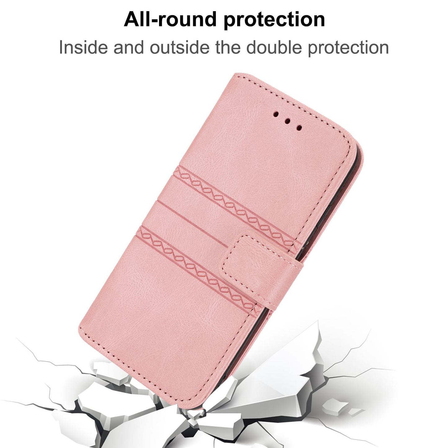 For Redmi K90 Pro Max / Poco F8 Ultra Embossed Stripes Skin Feel Leather Phone Case(Pink)