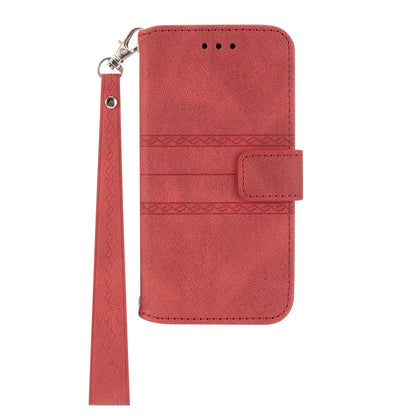 For Redmi K90 Pro Max / Poco F8 Ultra Embossed Stripes Skin Feel Leather Phone Case(Red)