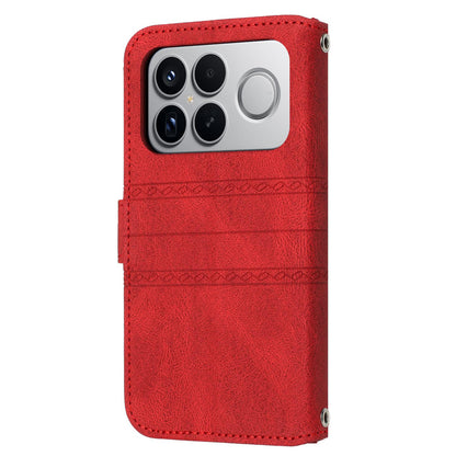 For Redmi K90 Pro Max / Poco F8 Ultra Embossed Stripes Skin Feel Leather Phone Case(Red)