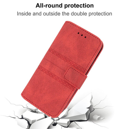 For Redmi K90 Pro Max / Poco F8 Ultra Embossed Stripes Skin Feel Leather Phone Case(Red)