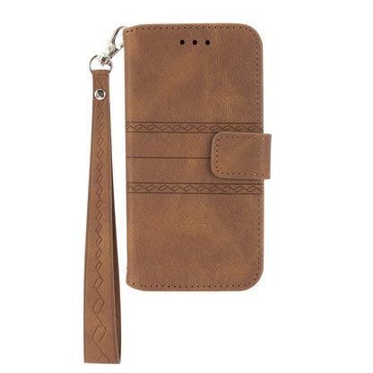 For Redmi K90 Pro Max / Poco F8 Ultra Embossed Stripes Skin Feel Leather Phone Case(Brown)