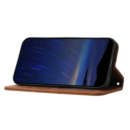 For Redmi K90 Pro Max / Poco F8 Ultra Embossed Stripes Skin Feel Leather Phone Case(Brown)