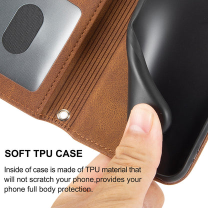 For Redmi K90 Pro Max / Poco F8 Ultra Embossed Stripes Skin Feel Leather Phone Case(Brown)