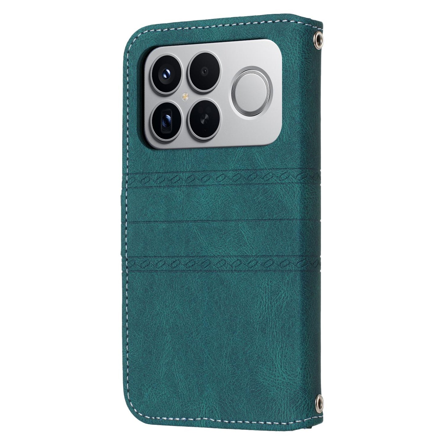 For Redmi K90 Pro Max / Poco F8 Ultra Embossed Stripes Skin Feel Leather Phone Case(Dark Green)