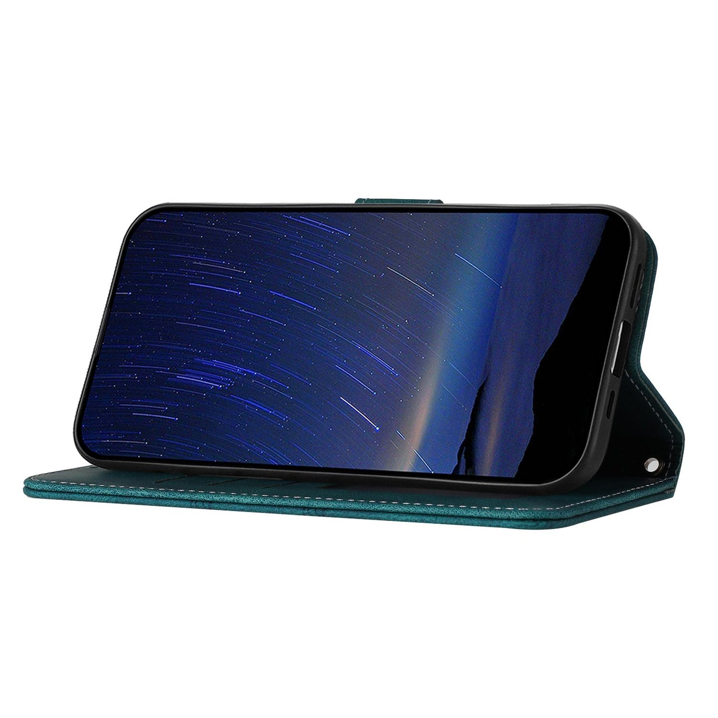 For Redmi K90 Pro Max / Poco F8 Ultra Embossed Stripes Skin Feel Leather Phone Case(Dark Green)