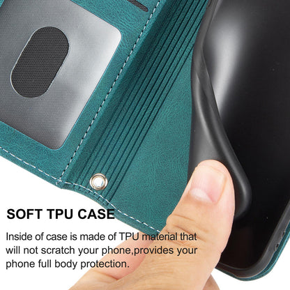 For Redmi K90 Pro Max / Poco F8 Ultra Embossed Stripes Skin Feel Leather Phone Case(Dark Green)