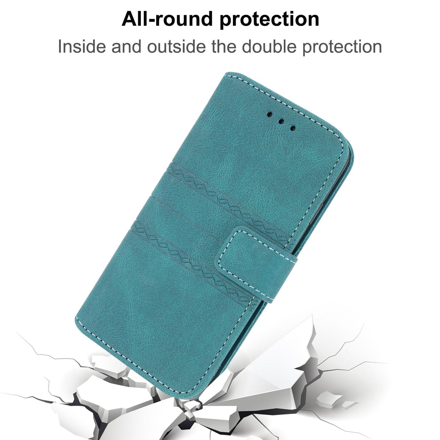 For Redmi K90 Pro Max / Poco F8 Ultra Embossed Stripes Skin Feel Leather Phone Case(Dark Green)