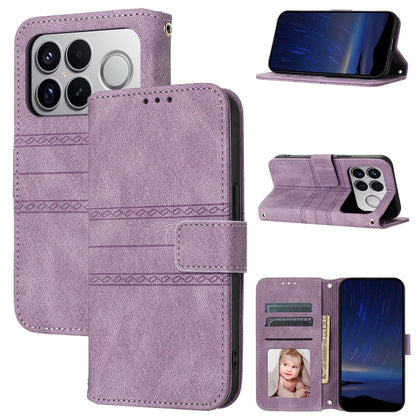 For Redmi K90 Pro Max / Poco F8 Ultra Embossed Stripes Skin Feel Leather Phone Case(Light Purple)
