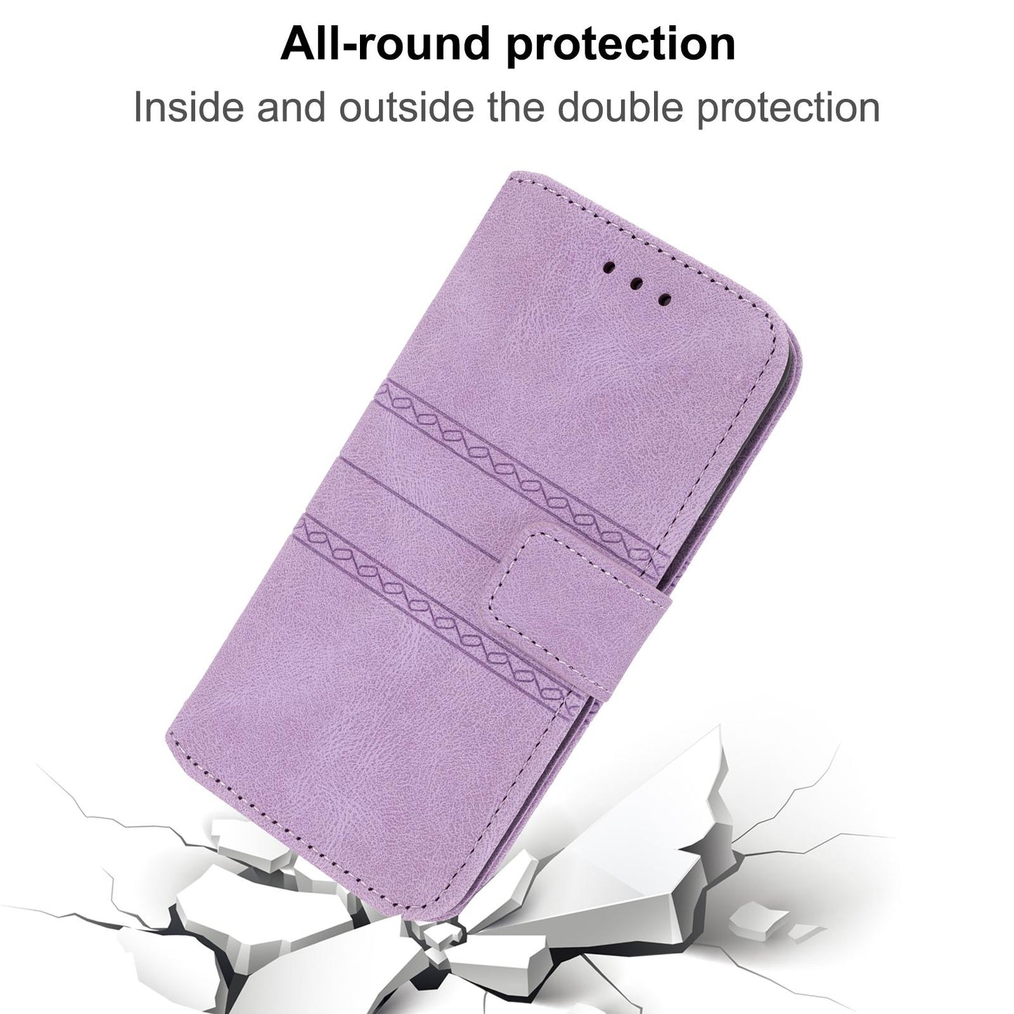 For Redmi K90 Pro Max / Poco F8 Ultra Embossed Stripes Skin Feel Leather Phone Case(Light Purple)