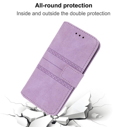 For Redmi K90 Pro Max / Poco F8 Ultra Embossed Stripes Skin Feel Leather Phone Case(Light Purple)