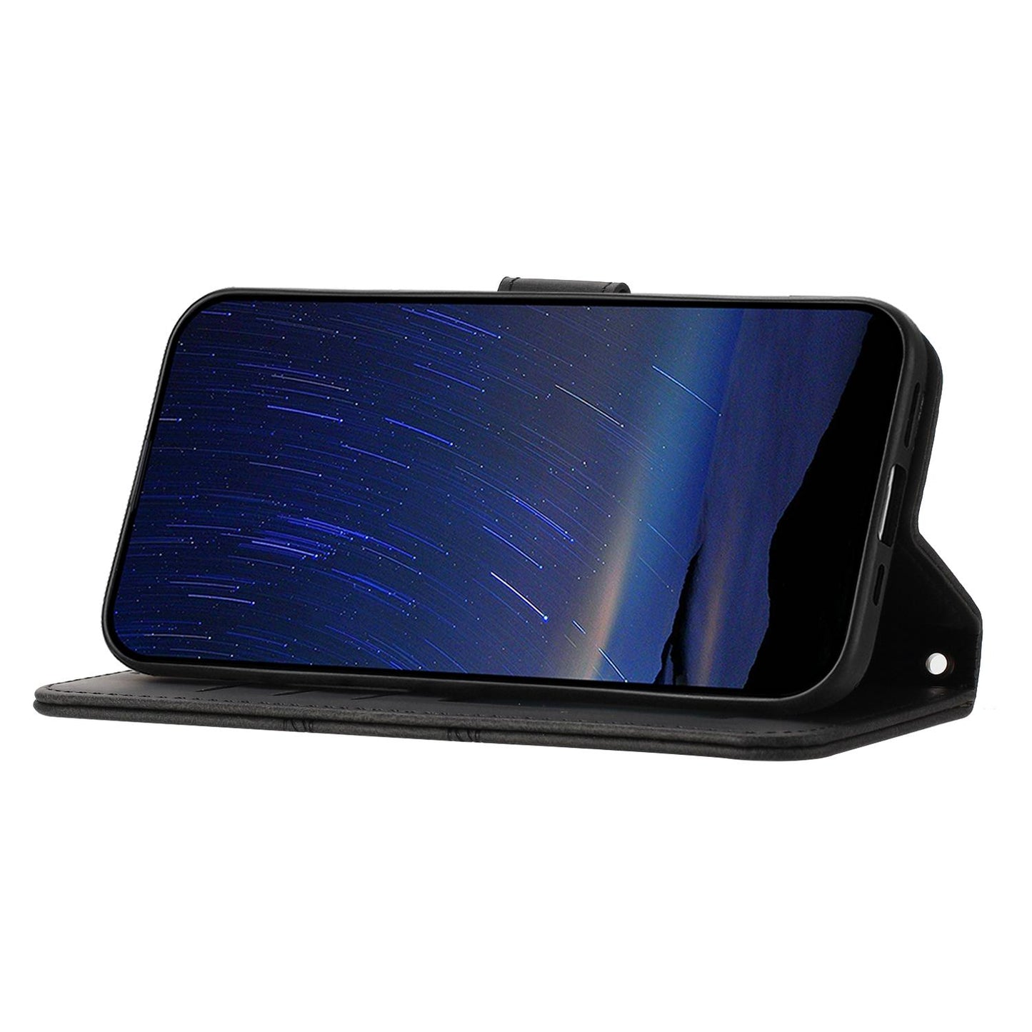 For Redmi K90 Pro Max / Poco F8 Ultra Embossed Stripes Skin Feel Leather Phone Case(Black)