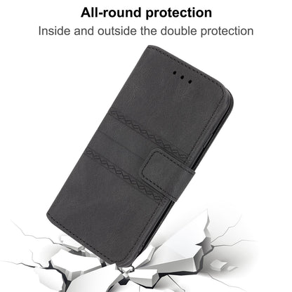For Redmi K90 Pro Max / Poco F8 Ultra Embossed Stripes Skin Feel Leather Phone Case(Black)
