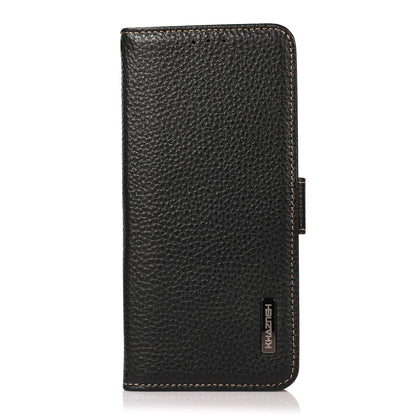 For Redmi K90 Pro Max/Poco F8 Ultra KHAZNEH Side-Magnetic Litchi Genuine Leather RFID Phone Case(Black)
