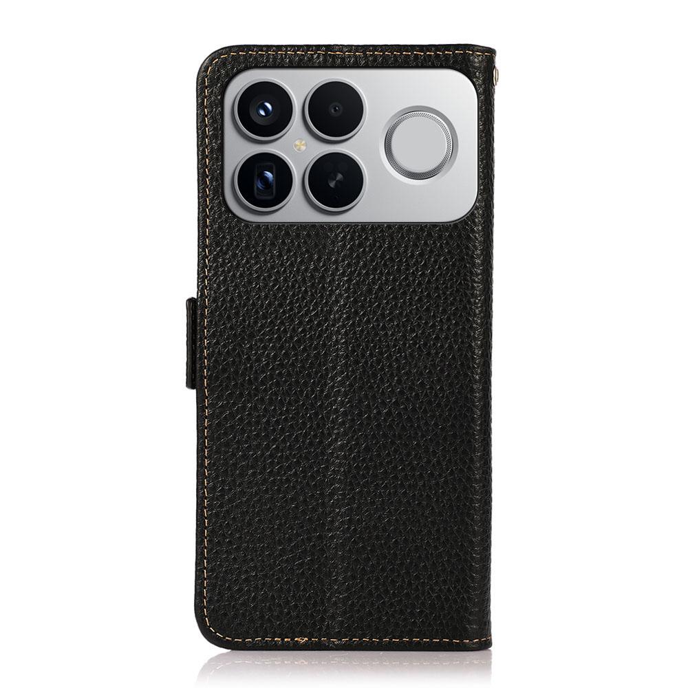 For Redmi K90 Pro Max/Poco F8 Ultra KHAZNEH Side-Magnetic Litchi Genuine Leather RFID Phone Case(Black)