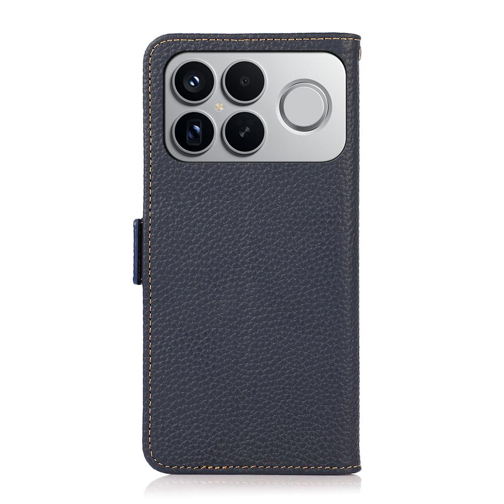 For Redmi K90 Pro Max/Poco F8 Ultra KHAZNEH Side-Magnetic Litchi Genuine Leather RFID Phone Case(Blue)