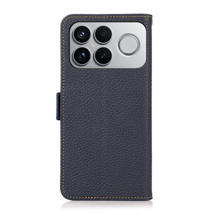 For Redmi K90 Pro Max/Poco F8 Ultra KHAZNEH Side-Magnetic Litchi Genuine Leather RFID Phone Case(Blue)