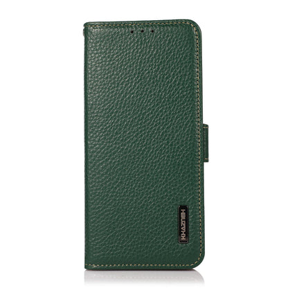 For Redmi K90 Pro Max/Poco F8 Ultra KHAZNEH Side-Magnetic Litchi Genuine Leather RFID Phone Case(Green)