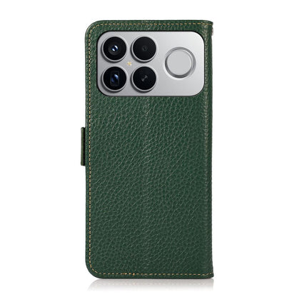 For Redmi K90 Pro Max/Poco F8 Ultra KHAZNEH Side-Magnetic Litchi Genuine Leather RFID Phone Case(Green)