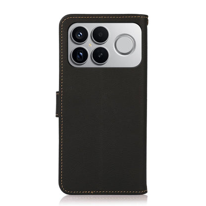 For Redmi K90 Pro Max/Poco F8 Ultra KHAZNEH Custer Texture RFID Genuine Leather Phone Case(Black)