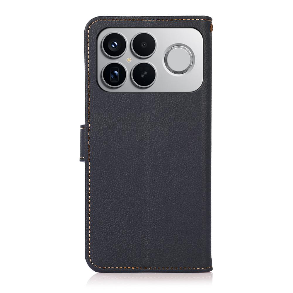 For Redmi K90 Pro Max/Poco F8 Ultra KHAZNEH Custer Texture RFID Genuine Leather Phone Case(Blue)