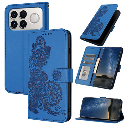 For Redmi K90 Pro Max / Poco F8 Ultra 5G Datura Flower Embossed Flip Leather Phone Case(Blue)