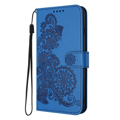 For Redmi K90 Pro Max / Poco F8 Ultra 5G Datura Flower Embossed Flip Leather Phone Case(Blue)