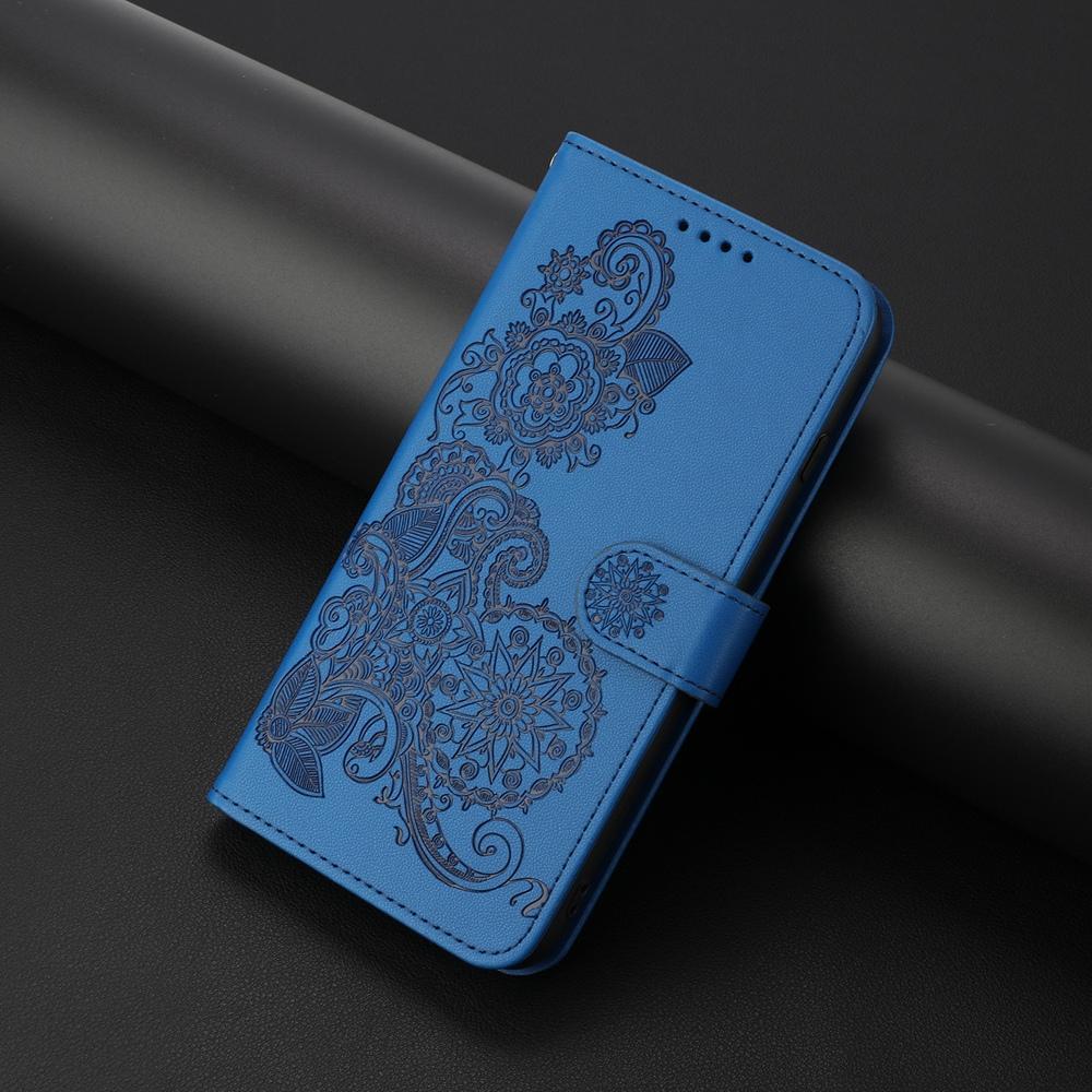 For Redmi K90 Pro Max / Poco F8 Ultra 5G Datura Flower Embossed Flip Leather Phone Case(Blue)