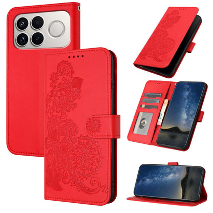 For Redmi K90 Pro Max / Poco F8 Ultra 5G Datura Flower Embossed Flip Leather Phone Case(Red)