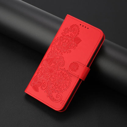 For Redmi K90 Pro Max / Poco F8 Ultra 5G Datura Flower Embossed Flip Leather Phone Case(Red)