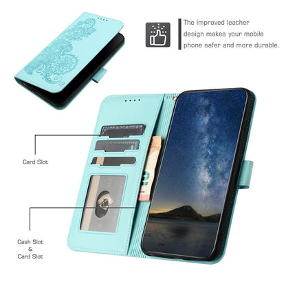 For Redmi K90 Pro Max / Poco F8 Ultra 5G Datura Flower Embossed Flip Leather Phone Case(Light Blue)