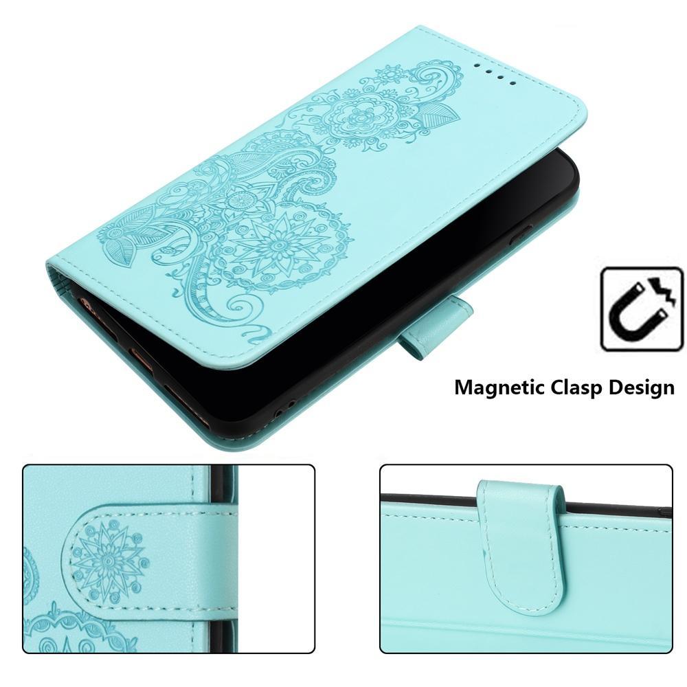 For Redmi K90 Pro Max / Poco F8 Ultra 5G Datura Flower Embossed Flip Leather Phone Case(Light Blue)
