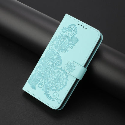 For Redmi K90 Pro Max / Poco F8 Ultra 5G Datura Flower Embossed Flip Leather Phone Case(Light Blue)
