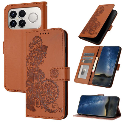 For Redmi K90 Pro Max / Poco F8 Ultra 5G Datura Flower Embossed Flip Leather Phone Case(Brown)