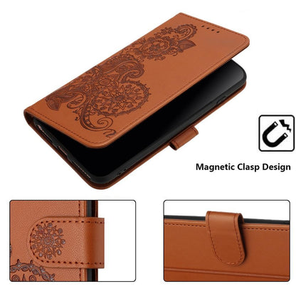 For Redmi K90 Pro Max / Poco F8 Ultra 5G Datura Flower Embossed Flip Leather Phone Case(Brown)