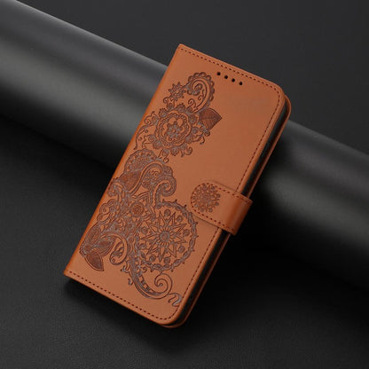 For Redmi K90 Pro Max / Poco F8 Ultra 5G Datura Flower Embossed Flip Leather Phone Case(Brown)
