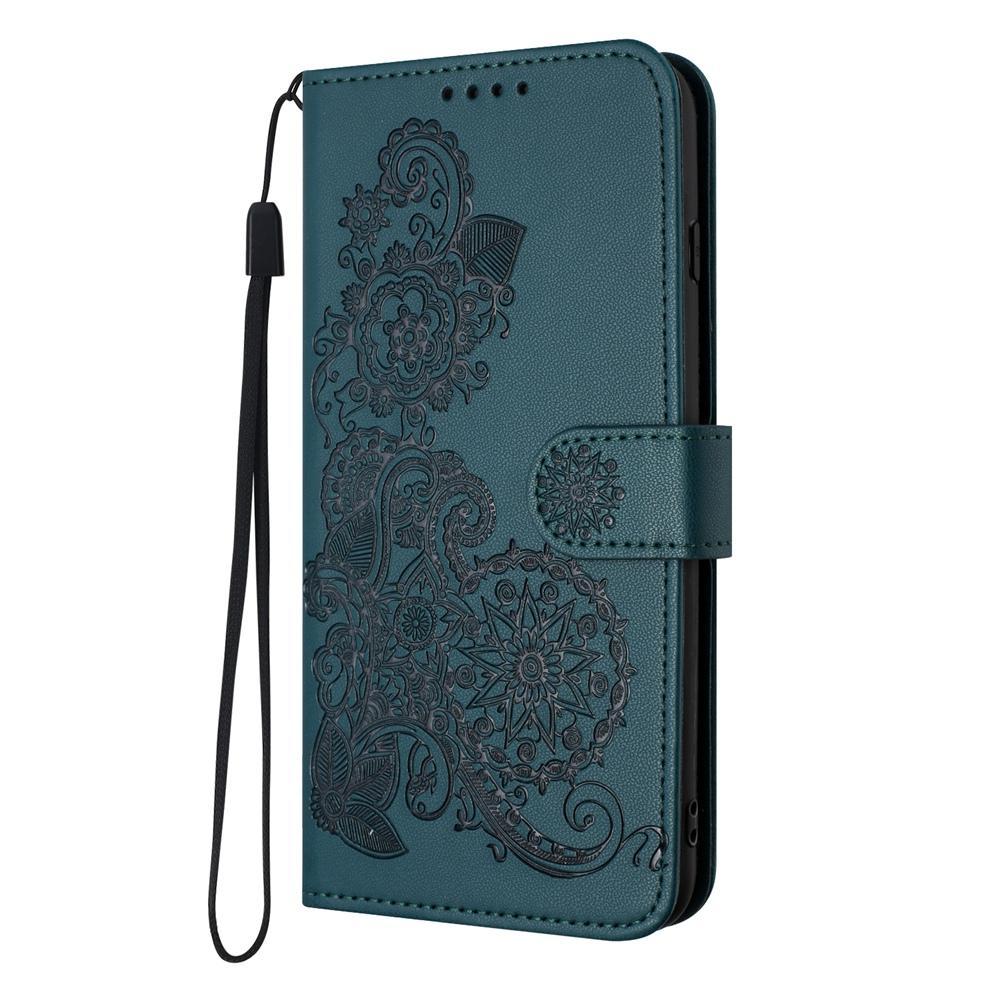 For Redmi K90 Pro Max / Poco F8 Ultra 5G Datura Flower Embossed Flip Leather Phone Case(Dark Green)