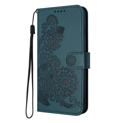 For Redmi K90 Pro Max / Poco F8 Ultra 5G Datura Flower Embossed Flip Leather Phone Case(Dark Green)