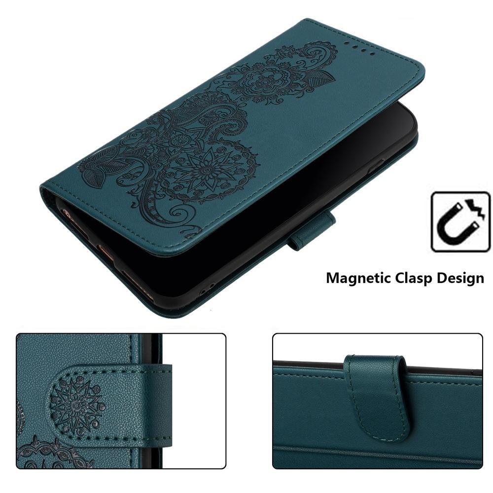 For Redmi K90 Pro Max / Poco F8 Ultra 5G Datura Flower Embossed Flip Leather Phone Case(Dark Green)