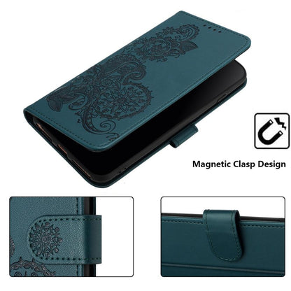 For Redmi K90 Pro Max / Poco F8 Ultra 5G Datura Flower Embossed Flip Leather Phone Case(Dark Green)