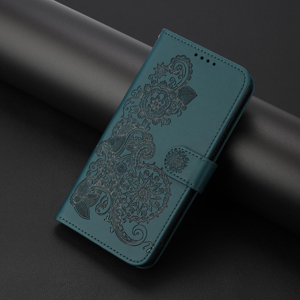 For Redmi K90 Pro Max / Poco F8 Ultra 5G Datura Flower Embossed Flip Leather Phone Case(Dark Green)