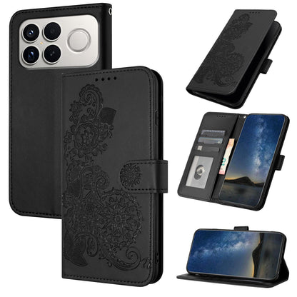 For Redmi K90 Pro Max / Poco F8 Ultra 5G Datura Flower Embossed Flip Leather Phone Case(Black)