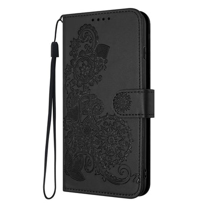 For Redmi K90 Pro Max / Poco F8 Ultra 5G Datura Flower Embossed Flip Leather Phone Case(Black)
