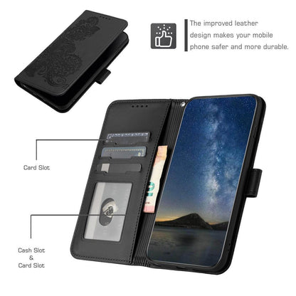 For Redmi K90 Pro Max / Poco F8 Ultra 5G Datura Flower Embossed Flip Leather Phone Case(Black)