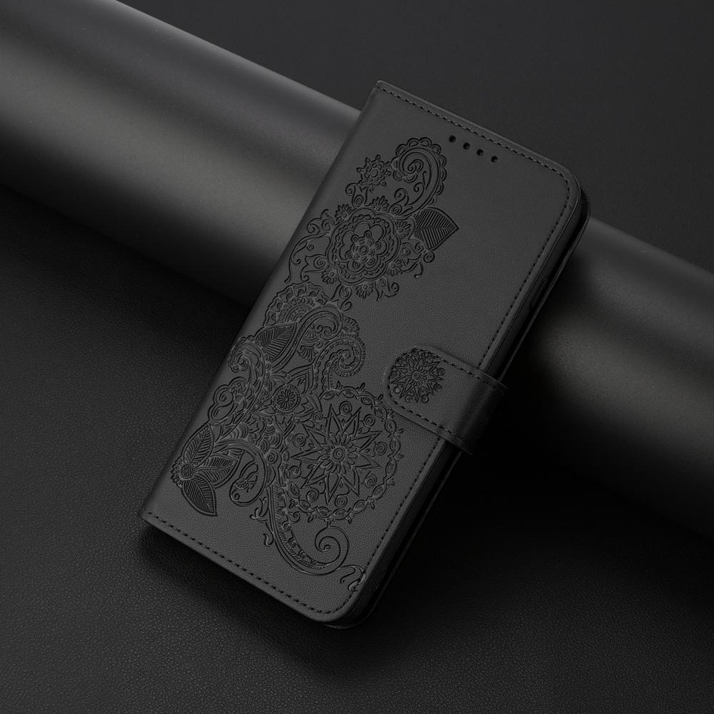 For Redmi K90 Pro Max / Poco F8 Ultra 5G Datura Flower Embossed Flip Leather Phone Case(Black)