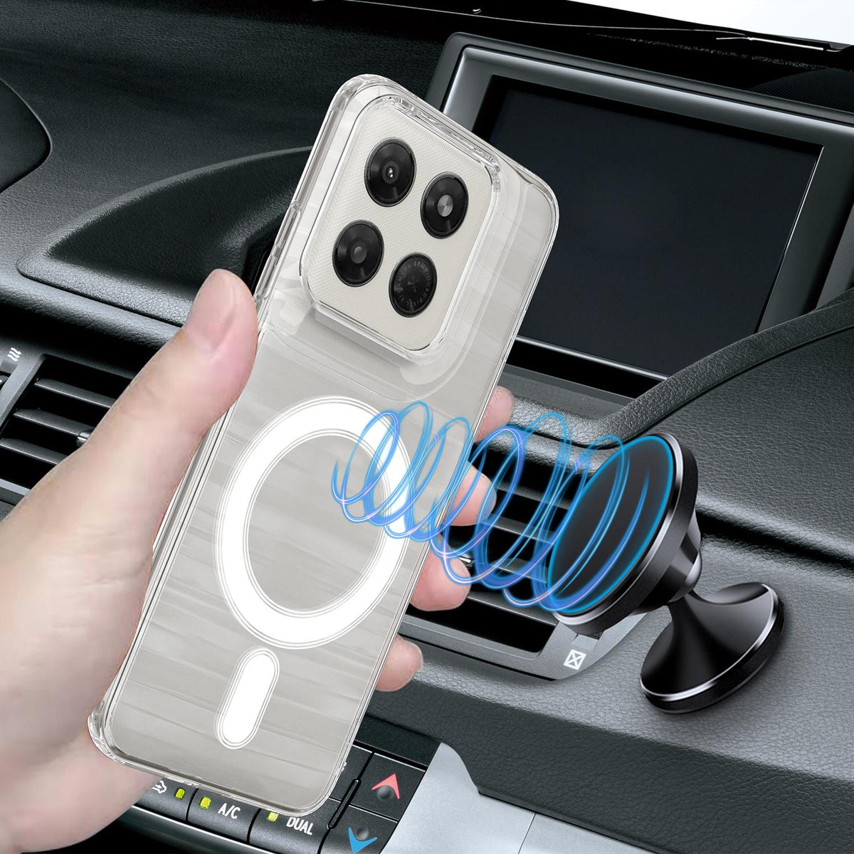 For Motorola Moto G Max 5G / G87 / G77 MagSafe Clear Acrylic PC Hybrid TPU Phone Case - Transparent - EDA006758132A