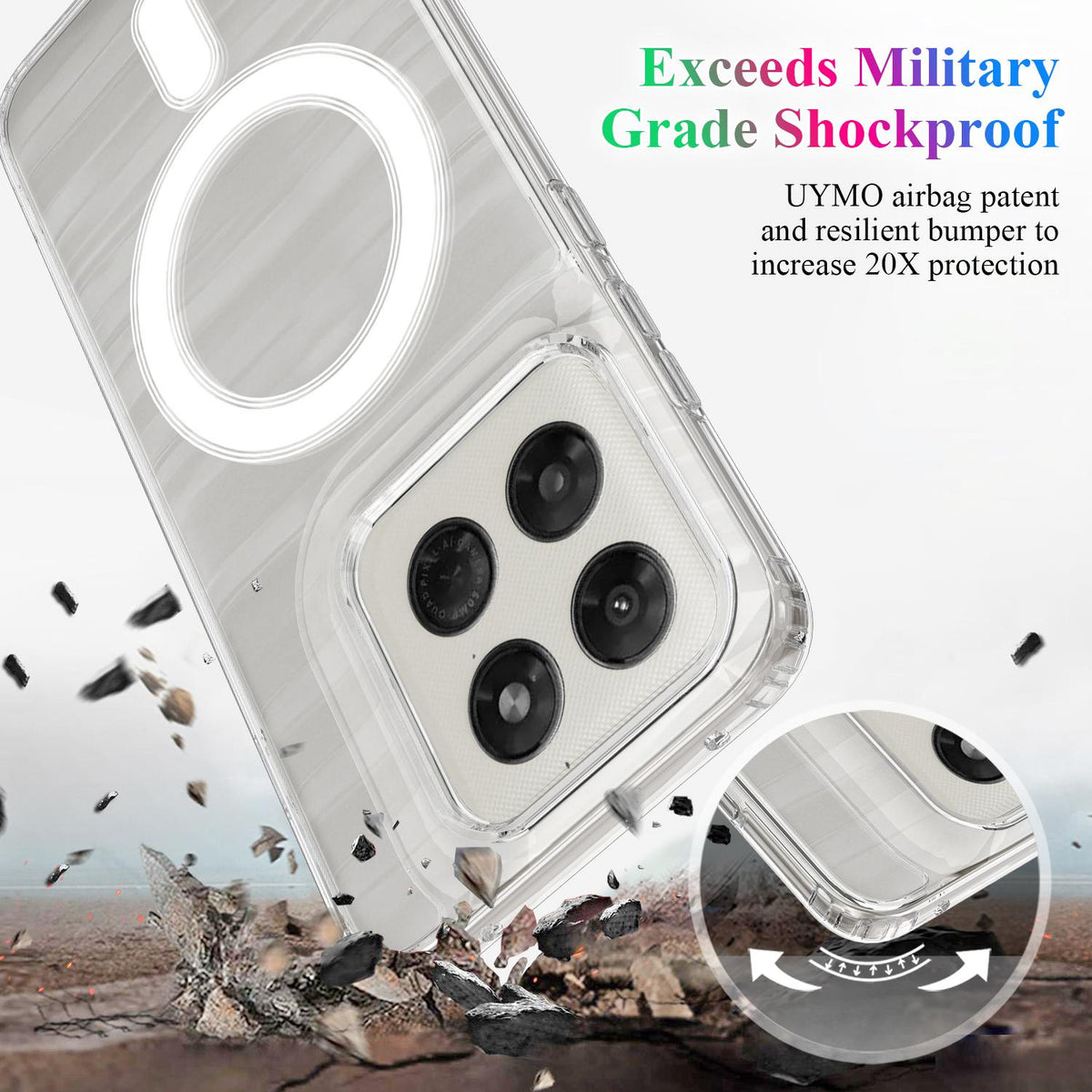 For Motorola Moto G Max 5G / G87 / G77 MagSafe Clear Acrylic PC Hybrid TPU Phone Case - Transparent - EDA006758132A