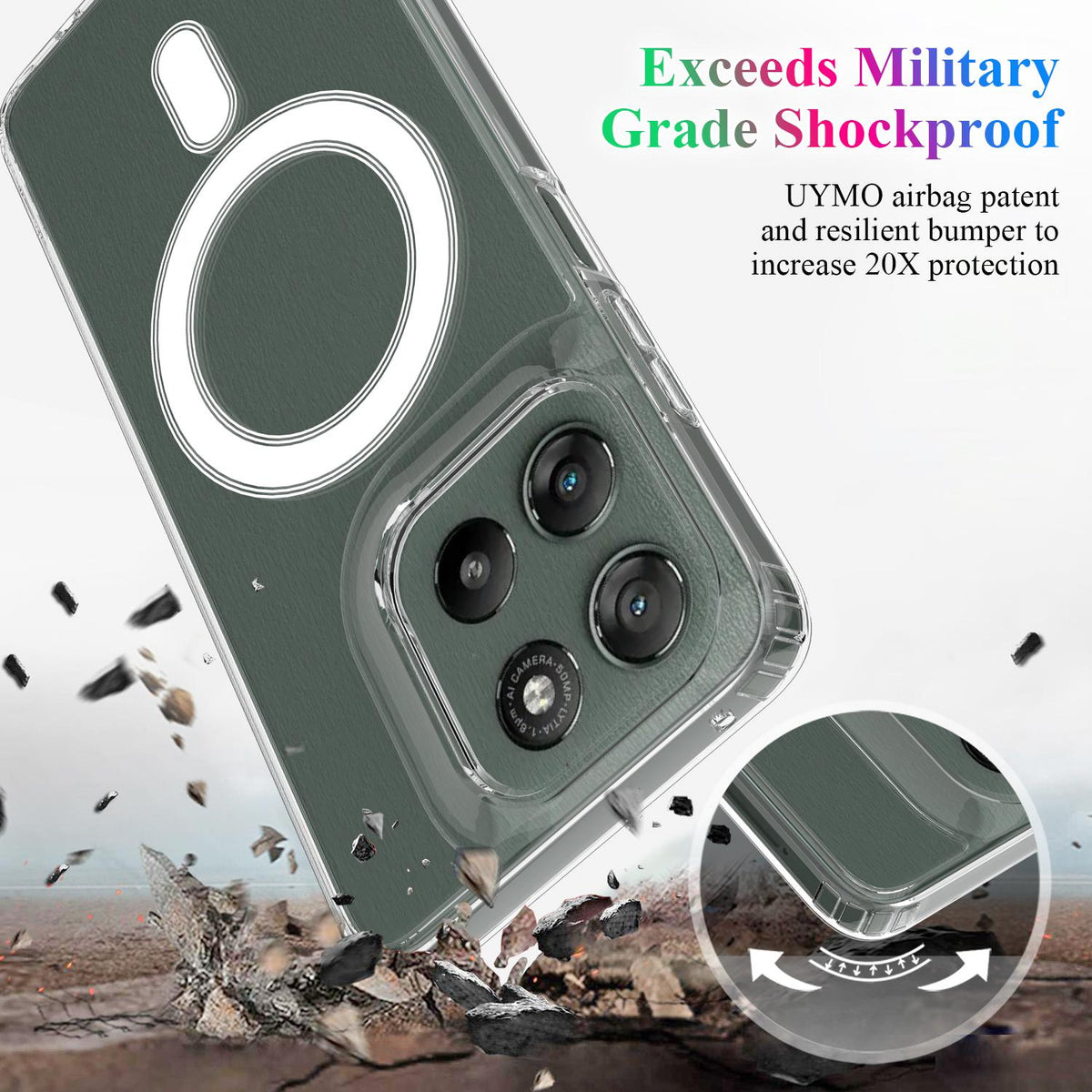 For Motorola Moto G86 5G / G100 Pro 5G MagSafe Clear Acrylic PC Hybrid TPU Phone Case - Transparent - EDA006758133A