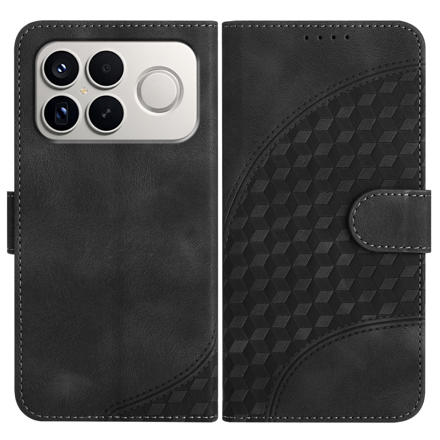 For Redmi K90 Pro Max / Poco F8 Ultra Elephant Head Embossed Phone Leather Case with Lanyard(Black)